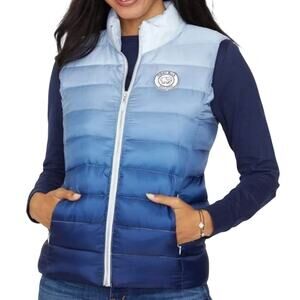 Ivory Ella Dreamy Skies Ombré Tie Dye Sleeveless Puffer Vest Arctic Blue Small